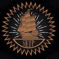 Vintage ship logotype Royalty Free Stock Photo