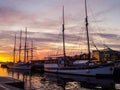 Vintage ships in the harbour in Oslo, Norway.