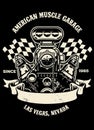 Vintage shirt design of american muscle car engine Royalty Free Stock Photo