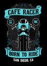 Vintage Shirt Design of Cafe Racer Motorcycle Club Royalty Free Stock Photo