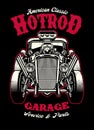 Vintage shirt design of hotrod car with big engine Royalty Free Stock Photo