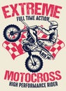 Vintage shirt design of motocross Royalty Free Stock Photo