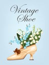 Vintage shoe with flowers