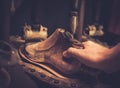 Vintage shoe insole forming press. Royalty Free Stock Photo