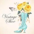 Vintage shoe with roses Royalty Free Stock Photo