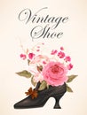 Vintage shoe with roses Royalty Free Stock Photo