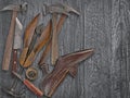 Vintage shoemakers tools and shoe Royalty Free Stock Photo