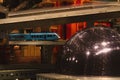 Vintage shot of a train surrounded by glimmering disco ball