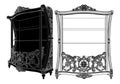 Vintage Showcase Cupboard Sideboard Vector. A Vector Illustration Of Glass Case. Royalty Free Stock Photo