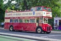 Vintage sightseeing bus in Edinburgh. Royalty Free Stock Photo