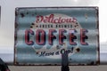 Vintage Sign Delicious Fresh Brewed Coffee At Amsterdam The Netherlands 28-1-2022