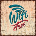 Vintage sign with Free wifi symbol Royalty Free Stock Photo