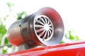 Vintage signal horn or siren on a red fire truck. Royalty Free Stock Photo