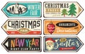 Vintage signs collection for Christmas and winter events Royalty Free Stock Photo