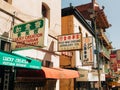 Vintage signs on Washington Street in Chinatown, San Francisco, California