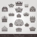 Vintage silhouette crown labels set Royalty Free Stock Photo