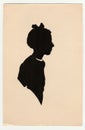 Vintage silhouette of girl, 1940s.