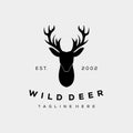 Vintage silhouette head deer logo vector illustration design Royalty Free Stock Photo