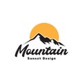 Vintage silhouette mountain with sunset logo design vector graphic symbol icon sign illustration creative idea Royalty Free Stock Photo