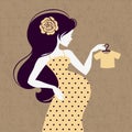 Vintage silhouette of pregnant woman