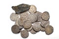 Vintage Silver Arabic coins on a white background