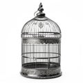silver bird cage isolated on a white background Royalty Free Stock Photo