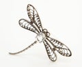 Vintage silver brooch with rock crystal. Openwork jewelry work, large clean stone. Vintage decoration 19th century