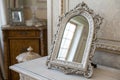 Vintage silver decorative frame mirror Royalty Free Stock Photo