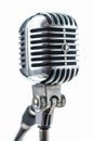Vintage silver microphone with a classic design, highlighting timeless audio equipment and broadcasting tools Royalty Free Stock Photo