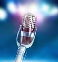 Vintage silver microphone close up isolated karaole background 3 Royalty Free Stock Photo