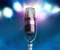 Vintage silver microphone close up karaoke background 3d render Royalty Free Stock Photo
