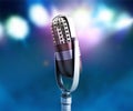 Vintage silver microphone close up karaoke background 3d render Royalty Free Stock Photo