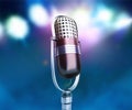 Vintage silver microphone close up karaoke background 3d render