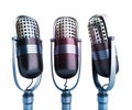 Vintage silver microphone close up karaoke colors 3d render Royalty Free Stock Photo