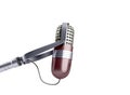 Vintage silver microphone close up on white background 3d render Royalty Free Stock Photo