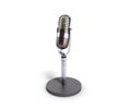 Vintage silver microphone isolated on white background 3d render Royalty Free Stock Photo