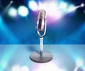 Vintage silver microphone karaoke background 3d illustration