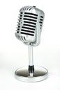 Vintage silver microphone on white Royalty Free Stock Photo