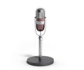 Vintage silver microphone on white background 3d render Royalty Free Stock Photo