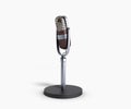 Vintage silver microphone on white background 3d render Royalty Free Stock Photo