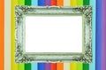 Vintage silver picture frame on colorful wall Royalty Free Stock Photo