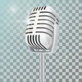 Vintage silver studio microphone. 3D realisic vector illustratio Royalty Free Stock Photo