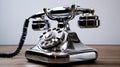 Vintage Silver Telephone With Precisionism Influence