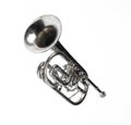 vintage silver trumpet isolated on white Royalty Free Stock Photo