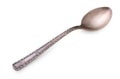 Vintage silverware, old rich decorated teaspoon, isolated on a white, close up