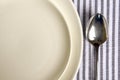 Vintage silverware on rustic wooden background. Top view of kitchen cutlery setting on grunge restaurant table Royalty Free Stock Photo