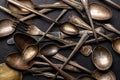 Vintage silverware. Spoon, fork, knife Royalty Free Stock Photo