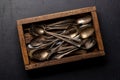 Vintage silverware. Spoon, fork, knife Royalty Free Stock Photo