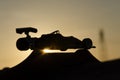 Vintage single-seater with sunset in background