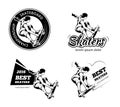 Vintage skateboarding labels, logos and badges vector set Royalty Free Stock Photo